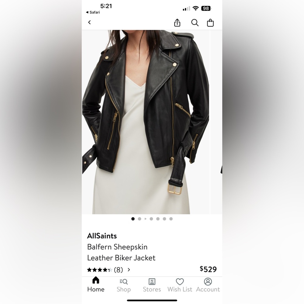 AllSaints Balfern Biker sheep leather biker jacket - Picture 4 of 5